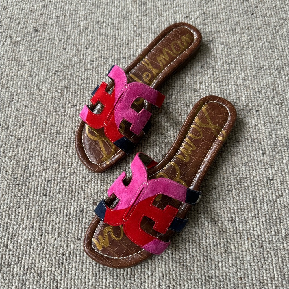 Sam Edelman Pink and Red Slide Sandals